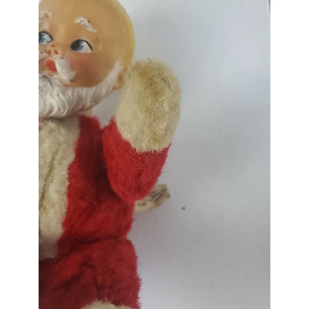 Vtg 1955Knickerbocker Toys BABY SANTA Rubber Face Plush Christmas Toy w/Tag Read